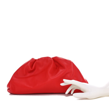 BOTTEGA VENETA Smooth Butter Calf The Pouch Oversized Clutch Bright Red