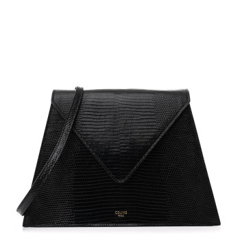 CELINE Lizard Edwige Shoulder Bag Black