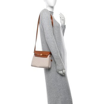 HERMES Military Toile Vache Hunter Herbag Zip Retourne 20 Ecru Beige Fauve