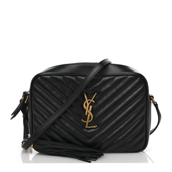 SAINT LAURENT Calfskin Matelasse Monogram Lou Camera Bag Black