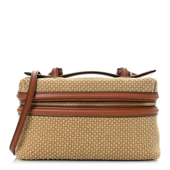 BOTTEGA VENETA Nappa Jute Intrecciato Bang Bang Vanity Case Cane Sugar Light Wood