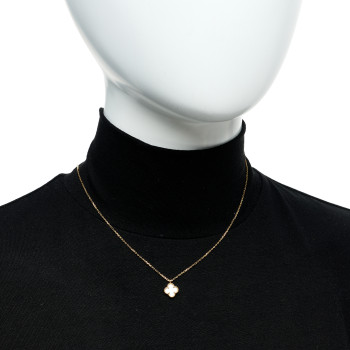 VAN CLEEF & ARPELS 18K Yellow Gold Mother of Pearl Sweet Alhambra Pendant Necklace