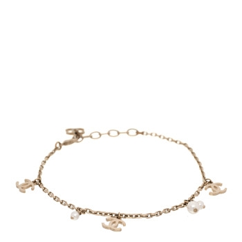 CHANEL Pearl CC Chain Anklet Gold
