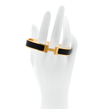 HERMES Matte Enamel Narrow Clic Clac HH Bracelet T6 Black