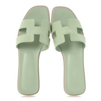 HERMES Epsom Oran Sandals 40.5 Vert Jade