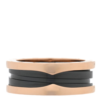BULGARI 18K Rose Gold Black Ceramic B.Zero1 Two-Band Ring 56 7.5