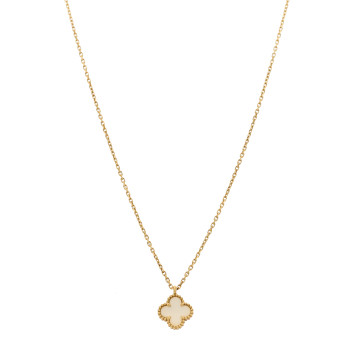 VAN CLEEF & ARPELS 18K Yellow Gold Mother of Pearl Sweet Alhambra Pendant Necklace