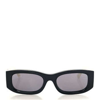 CHANEL Acetate Rectangle Sunglasses 5525 Black White