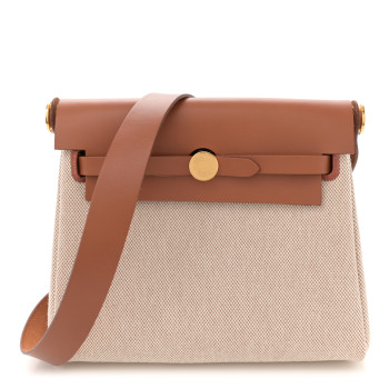 HERMES Military Toile Vache Hunter Herbag Zip Retourne 20 Ecru Beige Fauve