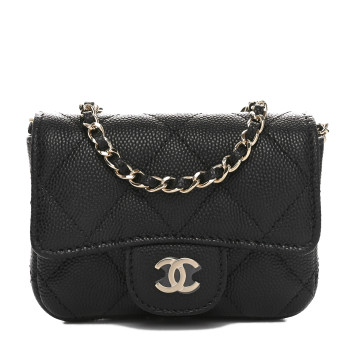 CHANEL Caviar Quilted Mini Chain Belt Bag Black