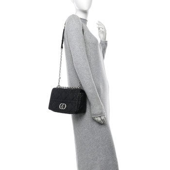 CHRISTIAN DIOR Calfskin Macrocannage Medium Caro Bag Black