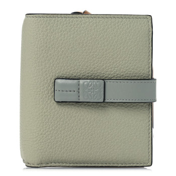 LOEWE Grained Calfskin Compact Zip Wallet Marble Green Ash