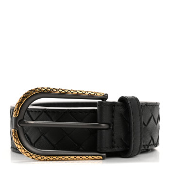 BOTTEGA VENETA Nappa Intrecciato Belt 80 32 Black