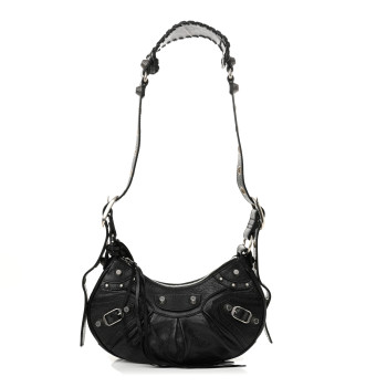BALENCIAGA Agneau Arena Le Cagole Shoulder Bag XS Black