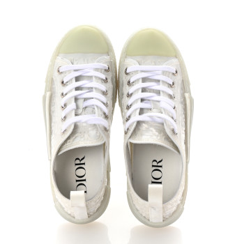 CHRISTIAN DIOR PVC Oblique Embossed Womens B23 Low Top Sneakers 37 White