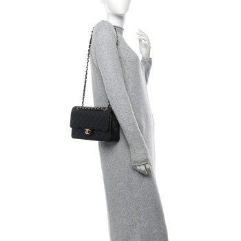 CHANEL Caviar Quilted Medium Double Flap Black