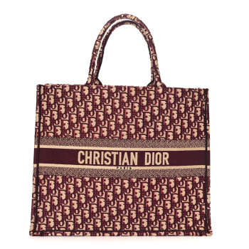 CHRISTIAN DIOR Oblique Large Book Tote Burgundy Multicolor