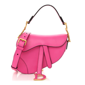 CHRISTIAN DIOR Supple Calfskin Mini Saddle Bag With Strap Passion Pink CHRISTIAN DIOR Supple Calfskin Mini Saddle Bag With Strap Passion Pink