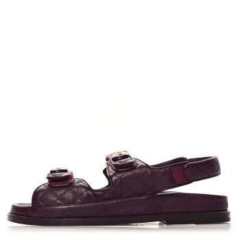 CHANEL Grained Calfskin Velcro Dad Sandals 40.5 Burgundy CHANEL Grained Calfskin Velcro Dad Sandals 40.5 Burgundy