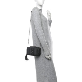 SAINT LAURENT Grain De Poudre Matelasse Monogram Mini Lou Camera Bag Asphalt