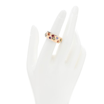 POMELLATO 18K Rose Gold Medium Multi Gemstone Iconica Band Ring 51 5.75