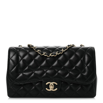 CHANEL Lambskin Quilted Medium Mademoiselle Chic Flap Black
