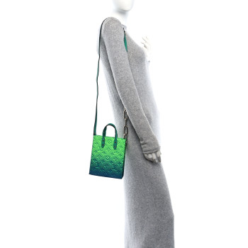 LOUIS VUITTON Taurillon Illusion Sac Plat XS Bleu Vert