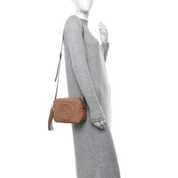 GUCCI Pebbled Calfskin Small Soho Disco Bag Rose Beige
