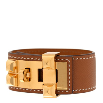 HERMES Madame Calfskin Collier de Chien CDC 24 Bracelet T2 Gold