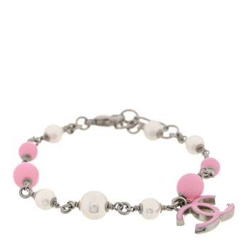 CHANEL Pearl Enamel CC Bracelet Pink