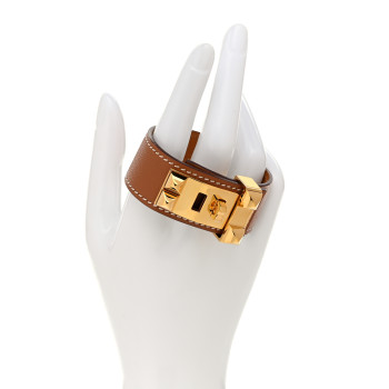 HERMES Madame Calfskin Collier de Chien CDC 24 Bracelet T2 Gold