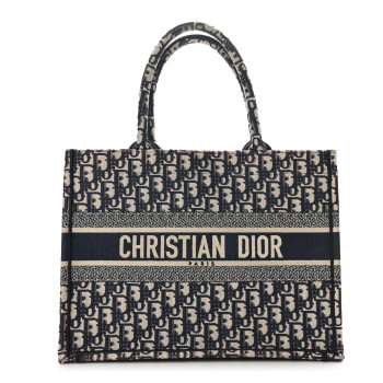 CHRISTIAN DIOR Oblique Medium Book Tote Blue Multicolor