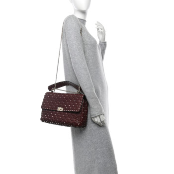 VALENTINO GARAVANI Nappa Large Rockstud Spike Shoulder Bag Rubin
