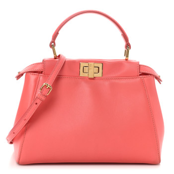 FENDI Nappa Stacked Bar Mini Peekaboo Iconic Satchel Lampone