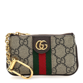 GUCCI GG Supreme Monogram Web Ophidia Key Case Beige New Acero