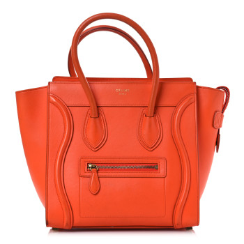 CELINE Smooth Calfskin Mini Luggage  Bright Orange