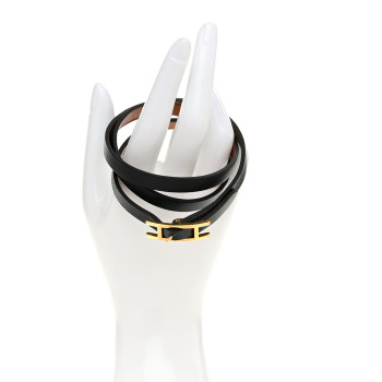 HERMES Chamonix Behapi Double Tour Bracelet S Black Fauve