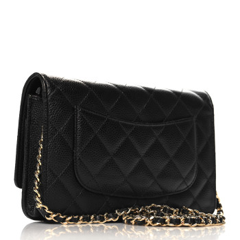 CHANEL Caviar Quilted Wallet on Chain WOC Black