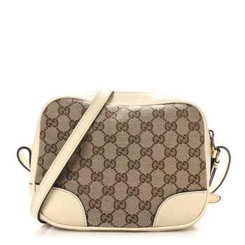 GUCCI Monogram Dollar Calfskin Mini Bree Messenger Bag Beige Ebony Avoire