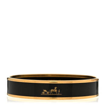 HERMES Enamel Printed Medium Caleche Bracelet 65 Black