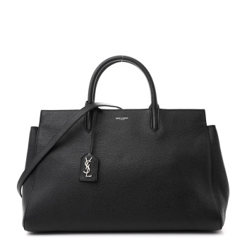 SAINT LAURENT Grained Calfskin Small Cabas Rive Gauche Black