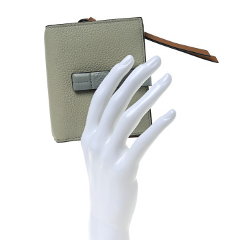 LOEWE Grained Calfskin Compact Zip Wallet Marble Green Ash