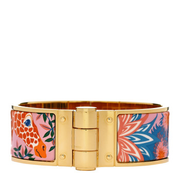 HERMES Enamel Printed The Three Graces Print Wide Hinged Bracelet L Tropique