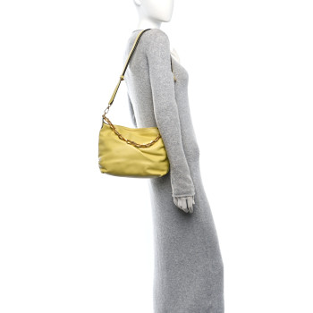 JIMMY CHOO Soft Calfskin Diamond Hobo Yellow