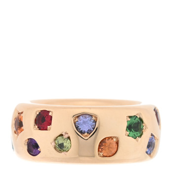 POMELLATO 18K Rose Gold Medium Multi Gemstone Iconica Band Ring 51 5.75