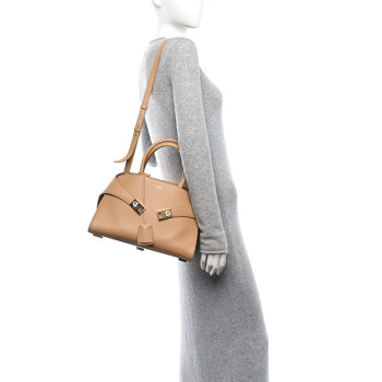 SALVATORE FERRAGAMO Calfskin Medium Hug Bag Camel
