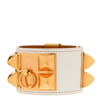 HERMES Epsom Collier De Chien CDC Bracelet S White