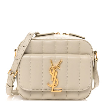 SAINT LAURENT Lambskin Matelasse Monogram Vicky Camera Bag Crema Soft