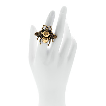 GUCCI Metal Enamel Bee Ring 5 Aged Gold