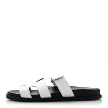 HERMES Calfskin Womens Chypre Sandals 41 White